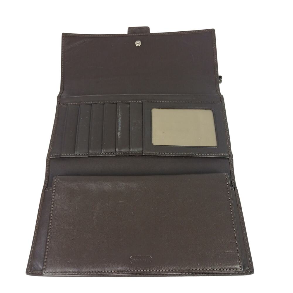 Coach VTG Y2K Soho Dark Brown Leather Buckle Wallet Checkbook Silver Hardware480 - Picture 6 of 8